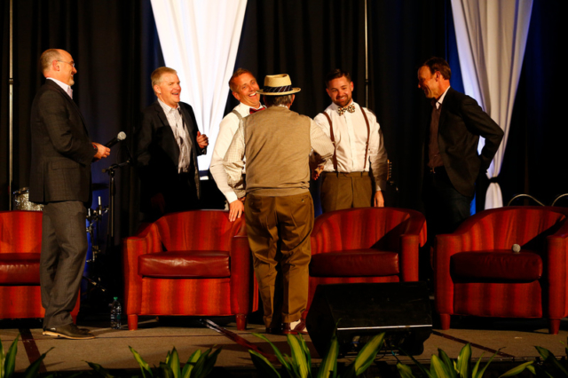 Jack shakes the hands of Jeff Burton, Greg Biffle, Ricky Stenhouse Jr. and Matt Kenseth